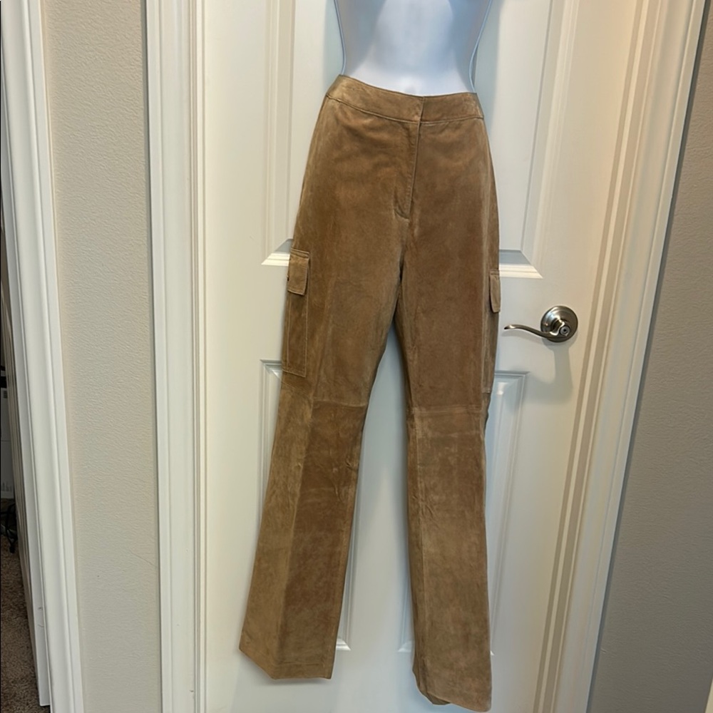 Tan Leather Cargo Pants